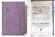 Carte veche: &quot;BIBLIOTECA MARILOR PROCESE&quot;, 1923. Anul I Nr. 4-5 si Nr. 2, colegate. Ilustratii A. Murnu