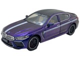 Macheta metal BMW M8 replica 1:24 albastru cu sunete si lumini deschide usi, capota si portbagaj