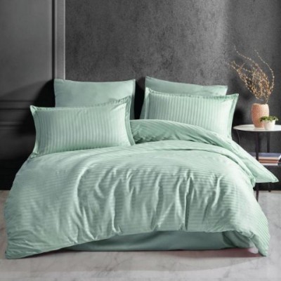LENJERIE DE PAT BUMBAC 100 % CU HUSA PENTRU SALTEA DE 140X200, 160 X 200 SAU 180 X 200 -VERDE MINT - 180x200 foto
