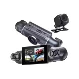 Camera auto ZYTEQ&reg;️ 4 lentile, Full HD 1080P, WiFi, ecran IPS 3&quot;, Night Vision, WDR, G-sensor, detectare miscare, filmare zi/noapte, neagra