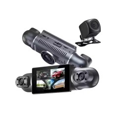 Camera auto ZYTEQ&reg;️ 4 lentile, Full HD 1080P, WiFi, ecran IPS 3&quot;, Night Vision, WDR, G-sensor, detectare miscare, filmare zi/noapte, neagra