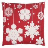 Cumpara ieftin Perna Craciun Fulgi de Nea poliester rosu alb GT 45x45x5 cm