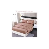 Cumpara ieftin Lenjerie de Pat Finet, Pliuri Brodate cu Elastic, 4piese, Capuccino Inchis - PUC124