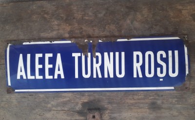 Tablă emailată Aleea Turnu Roșu &amp;ndash; Rom&amp;acirc;nia comunistă foto