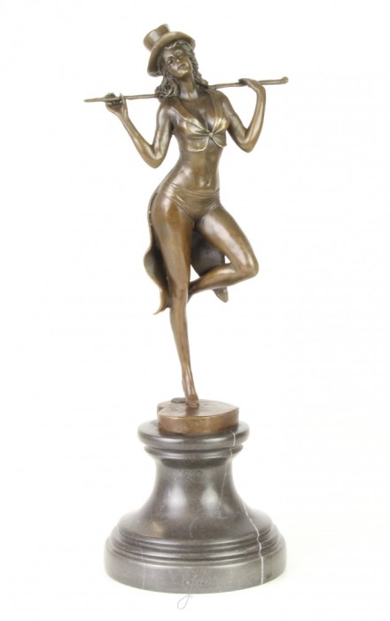 Dansatoare cu palarie - statueta din bronz pe soclu din marmura BJ-35