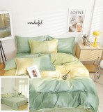 Cumpara ieftin Lenjerie Pat Bumbac 4 Piese Verde (200x230) Cearceaf 240x250 Fete Perna 55x75, 70x70 cm