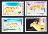 MONGOLIA 1995 WWF ANTILOPE SAIGA, Nestampilat