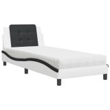 Cumpara ieftin Pat cu saltea, Zadar, alb si negru, 80x200 cm, piele ecologica