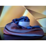 Cumpara ieftin Eșarfă Mătase Naturală Verona Unisex Dublă Față Albastru Indigo/Bronz 185x65cm Made in Italy