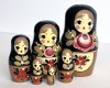 Set autentic Matrioska, 6 papusi din lemn lacuit, pictat manual, artizanat traditional de origine slava, anii 70
