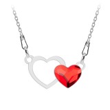 Lantisor cu sau fara personalizare din argint cu cristal inimioara rosie - 45 cm