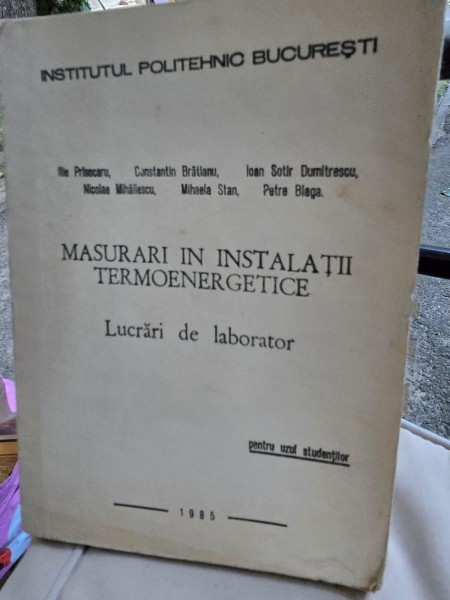 Masurari in instalatii termoenergetice - Lucrari de laborator - Colectiv de autori