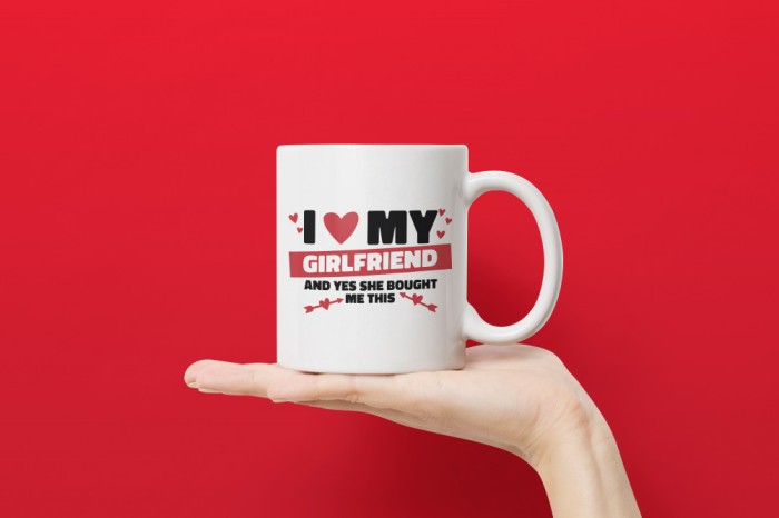 Cana alba personalizata I Love My Girlfriend, INOVATIX&reg;. 330ml
