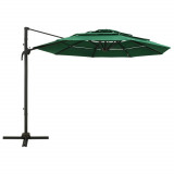 Umbrela de soare 4 niveluri, stalp de aluminiu, verde, 3x3 m GartenMobel Dekor, vidaXL