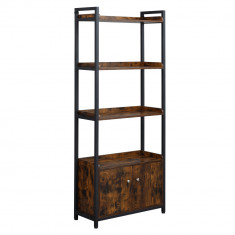 Biblioteca cu 4 rafturi si un dulap cu 2 compartimente, cu 2 usi, stil industrial, maro 75x30x180cm HOMCOM | Aosom RO