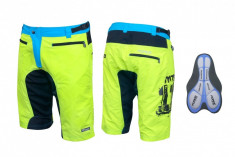 Pantaloni scurti Force MTB 11 cu interior detasabil galben fluo XL foto