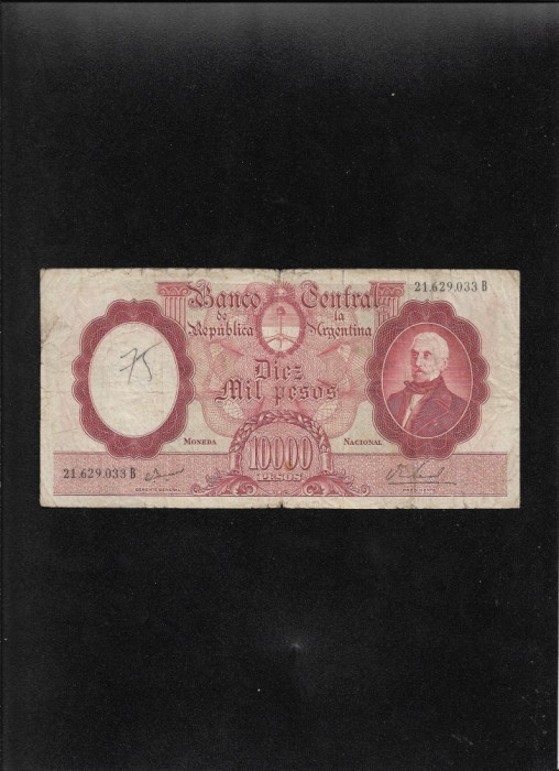 Rar! Argentina 10000 10.000 pesos 1961(69) seria21629033