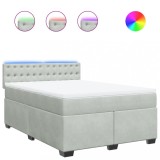 Cumpara ieftin Pat box spring cu saltea, gri deschis, 140x200 cm, catifea