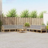 vidaXL Set de canapele de exterior 9 pcs Alb și gri deschis 3386220