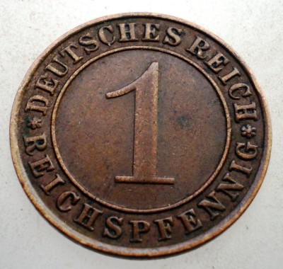 B.214 GERMANIA WEIMAR 1 REICHSPFENNIG 1934 G foto