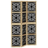 Cumpara ieftin Paravan de camera, 3 panouri, maro/negru, lemn masiv paulownia