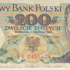 M1 - Bancnota foarte veche - Polonia - 200 zloti - 1988