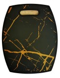 Tocator semidreptunghiular negru/auriu 37.5x30 cm