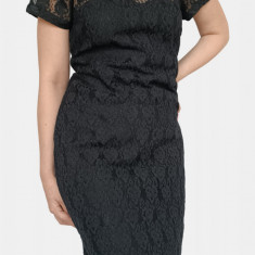 Rochie mini eleganta, din dantela, cu guler, negru, 36