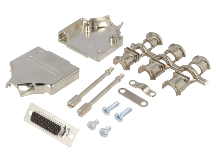 Conector D-Sub 15 pini mamă, negru