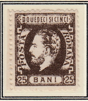 ROMANIA 1872 LP 37 REGELE CAROL I CU BARBA 25 BANI BRUN T5 EROARE STARE MNH foto