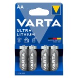 Baterie Litiu Varta 1.5V AA LR6, Dimensiuni 14.5 x 50.5 mm Blister 4, A0115445