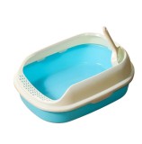 Cumpara ieftin Litiera Cu Rama Little Zoey, Cu Lopatica Inclusa, Pentru Pisici, 40x29x13,5cm, Plastic, Albastru/Alb Crem