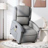 vidaXL Fotoliu electric masaj rabatabil cu ridicare, gri &icirc;nchis textil