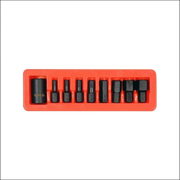 YT-10662 YATO Set biti de impact hexagonali, cu adaptor 1/2&amp;quot;, 9 piese