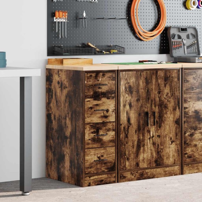 vidaXL Dulap de depozitare pentru garaj stejar afumat 30x51x85 cm