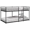 Pat supraetajat vidaXL negru 80x200 cm otel cu scara si protectie laterala, ideal copii si adolescenti