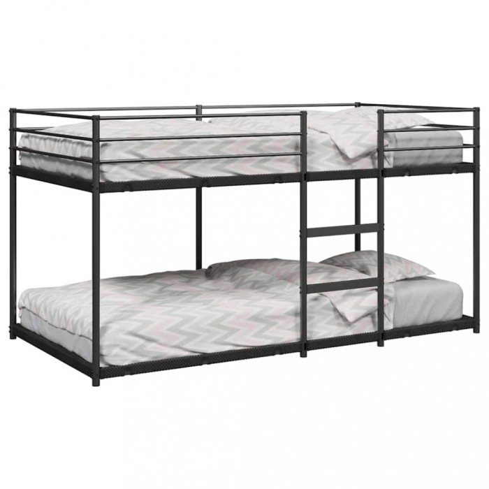 vidaXL Pat supraetajat fără saltea negru 80x200 cm oțel 4019875