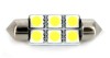 Led bec T10x36 6x5050 alb rece blister