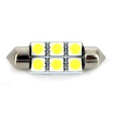 Led bec T10x36 6x5050 alb rece blister