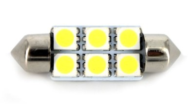 Led bec T10x36 6x5050 alb rece blister foto