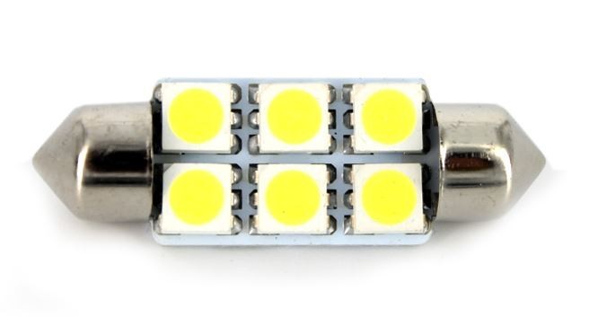 Led bec T10x36 6x5050 alb rece blister