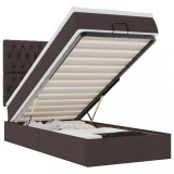 Cumpara ieftin Cadru de pat otoman cu saltea tesatura maro inchis 90x190cm