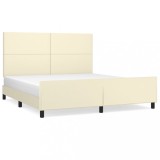 Cumpara ieftin Cadru de pat cu tablie, crem, 180x200 cm, piele ecologica