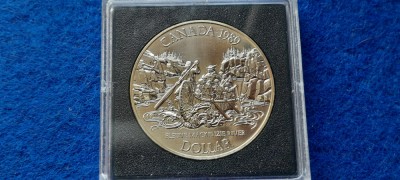 CANADA 1 DOLLAR 1989 argint Proof Mackenzie foto