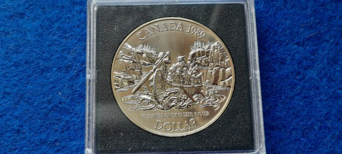 CANADA 1 DOLLAR 1989 argint Proof Mackenzie