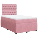 Cumpara ieftin Pat box spring cu saltea, roz, 120x200 cm, catifea