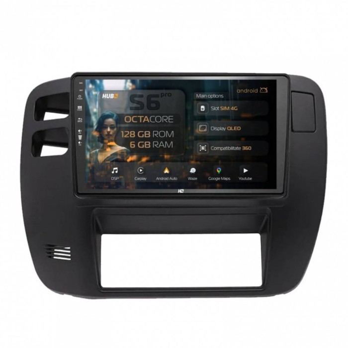 Navigatie Nissan Patrol (2000-2005) 6GB RAM Android 13 Octacore Slot Sim 4G DSP GPS Wi-FI Carplay Android Auto USB Bluetooth Waze Touchscreen 9 Inch