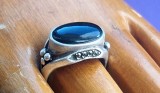 inel vintage din argint nestantat, testat chimic piatra negra de onix marimea 59