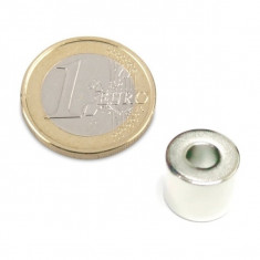 Magnet neodim inel Ø12/5 x 10 mm, putere 3,5 kg, N35