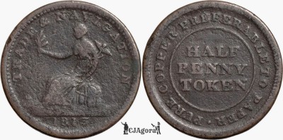 1813, &amp;frac12; penny - Trade &amp;amp; Navigation Token - Noua Scoție ( Provinciile Canadiene ) foto